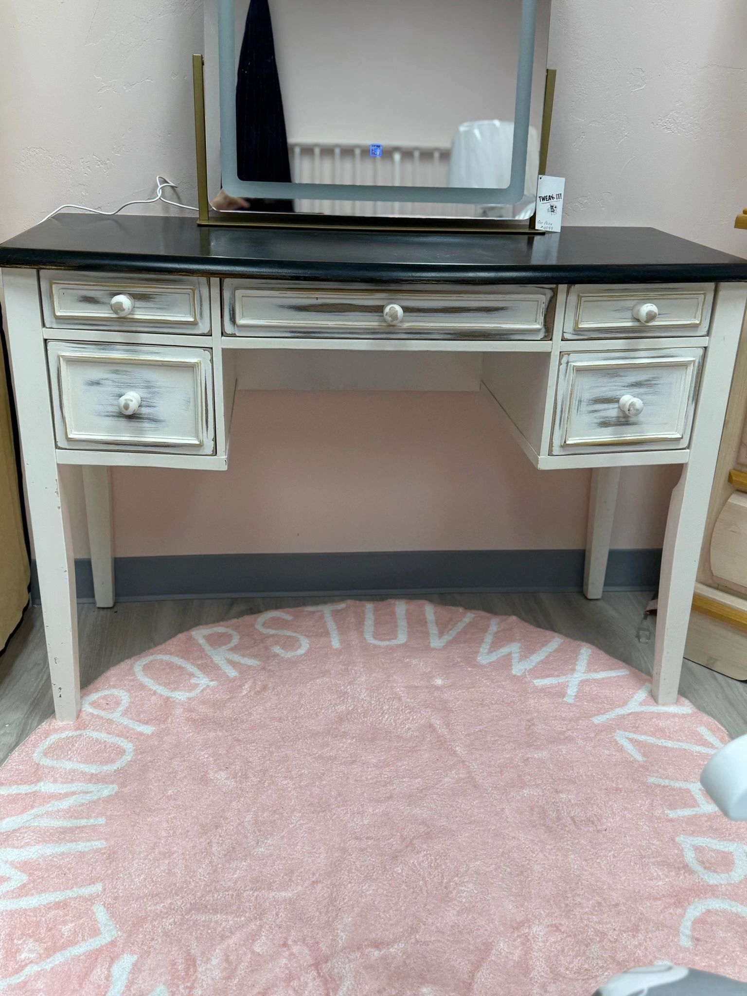 IMG_2757.jpeg REFINISHED ASHLEY VANITY - WHITE WITH "WEATHERED" LOOK - USED - Image 1