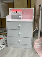 CHILDRENS SIZE NIGHTSTAND WITH 3 DRAWERS, POWER AND LED LIGHTS