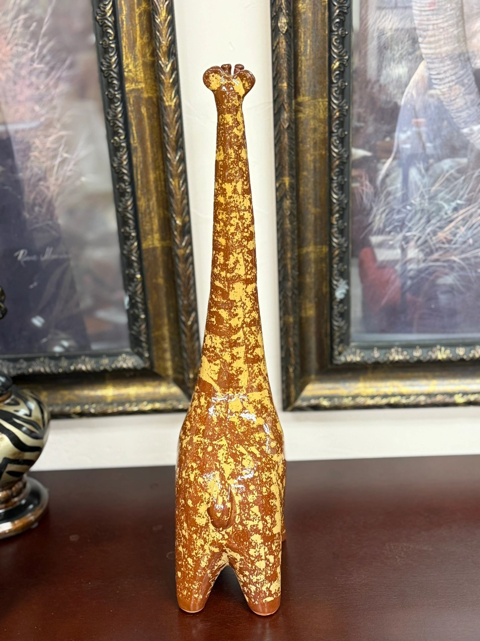 IMG_2816.jpeg BEAUTIFUL GLAZED STONEWARE GIRAFFE - STANDING 18" TALL - Image 1