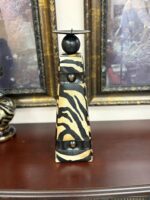 ZEBRA PATTERNED 14.5" CANDLE HOLDER