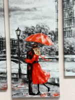 5 PIECE KREATIVE ARTS 4 PIECE WALL ART - BLACK WHITE RED - Image 2