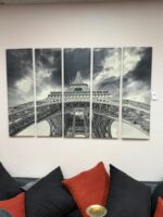 60"x 39.5" 5 piece black and white eiffel tower pic - Image 2