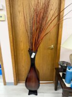 38" DECORATIVE FLOOR VASE RED/BLACK