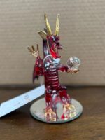 6.5" RED/PURPLE DRAGON WITH GOLD ACCENTS HOLDING CRYSTAL BALL ON MIRROR