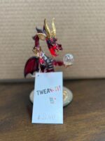 6.5" RED/PURPLE DRAGON WITH GOLD ACCENTS HOLDING CRYSTAL BALL ON MIRROR - Image 3