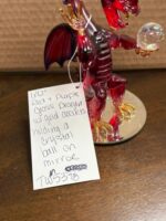 6.5" RED/PURPLE DRAGON WITH GOLD ACCENTS HOLDING CRYSTAL BALL ON MIRROR - Image 4