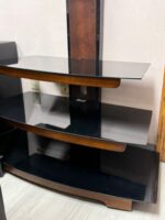 3 TIER WOOD AND GLASS TV STAND WITH ARM FOR TV MOUNT - Image 2