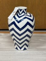 BLUE AND WHITE STRIPED FLOWER TABLE VASE