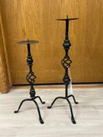 Black Wrought Iron Candelstick Holder Set - Twisted