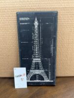 12"X6" BLACK &WHITE WOODEN EIFFEL TOWER PIC