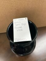 9" BLACK GLASS URN STYLE FLOWER VASE - Image 3