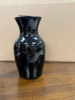 9" BLACK GLASS URN STYLE FLOWER VASE