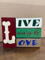 9.5" X 7.5" HAND MADE WODDEN "LIVE, LAUGH, LOVE" PAINTED SIGN
