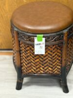 17" DECORATIVE WICKER BROWN STOOL