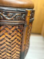 17" DECORATIVE WICKER BROWN STOOL - Image 3