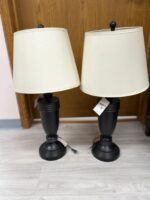 SET OF 2 31" TALL PAIR OF METAL BROWN/BRONZE LAMPS - DENT ON 1 LAMP BASE