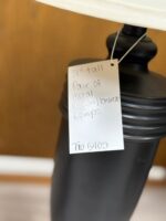 SET OF 2 31" TALL PAIR OF METAL BROWN/BRONZE LAMPS - DENT ON 1 LAMP BASE - Image 4