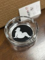 4" KICK ASH BRAND GLASS ASHTRAY "RECLINING WOMAN"