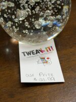 4" CRYSTAL GLOBE PAPER WEIGHT CLEAR W/BUBBLES INSIDE - Image 2