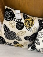 SET OF 2 18" SQUARE PILLOWS - BLACK ROSES WITH SOME GOLD AND GREEN - Image 2