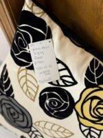 SET OF 2 18" SQUARE PILLOWS - BLACK ROSES WITH SOME GOLD AND GREEN - Image 4