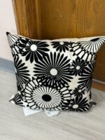 15" SQUARE BLACK AND WHITE FLORAL PILLOW