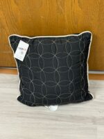 15" SQUARE BLACK AND CREAM QUILTED PILLOW