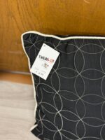 15" SQUARE BLACK AND CREAM QUILTED PILLOW - Image 2
