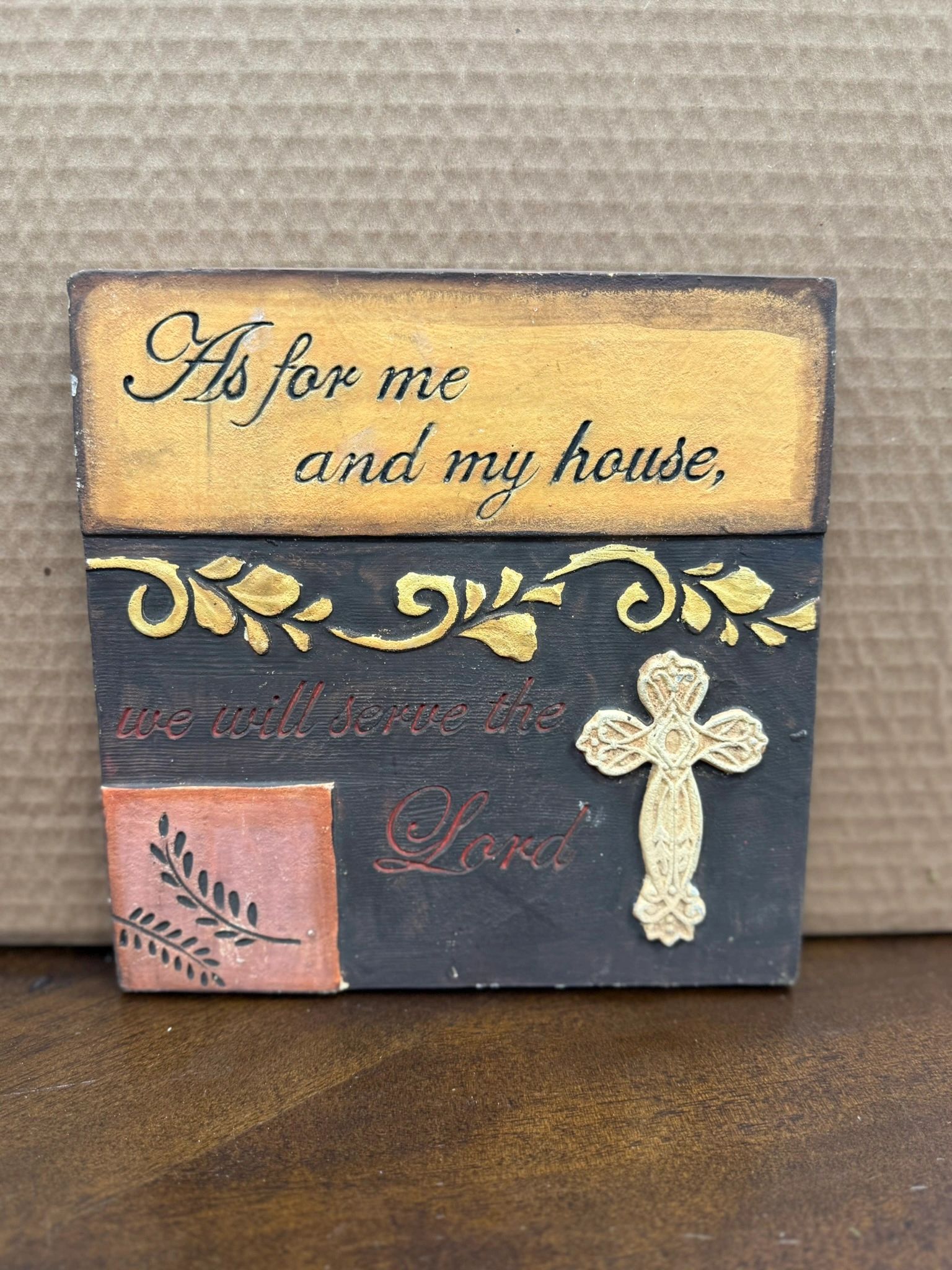 IMG_3155.jpeg 8" SQUARED CERAMIC PLAQUE "AS FOR ME AND MY HOUSE, WE WILL SERVE THE LORD" - Image 1