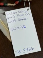 INDIAN WARRIOR SPIRIT FACE ON WOLF SKULL 5X9 - Image 3