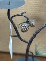 WROUGH IRON CANDLE HOLDER WITH PINE CONE DESIGN 12.5" H - Image 2