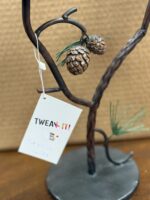 WROUGH IRON CANDLE HOLDER WITH PINE CONE DESIGN 12.5" H - Image 3