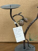 WROUGH IRON CANDLE HOLDER WITH PINE CONE DESIGN 12.5" H - Image 4