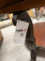 ROUND WOOD & GLASS COCKTAIL TABLE WITH DECORATIVE LEGS - HEAVY! - Image 3