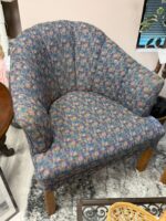 MULTI-COLORED CHECKERED PATTERN BARREL CHAIRS
