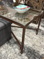 VERY HEAVY CAST IRON SCROLL WORK GLASS TOP COFFEE TABLE