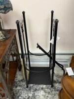 Wood Rack With Fireplace Tools - BLACK METAL