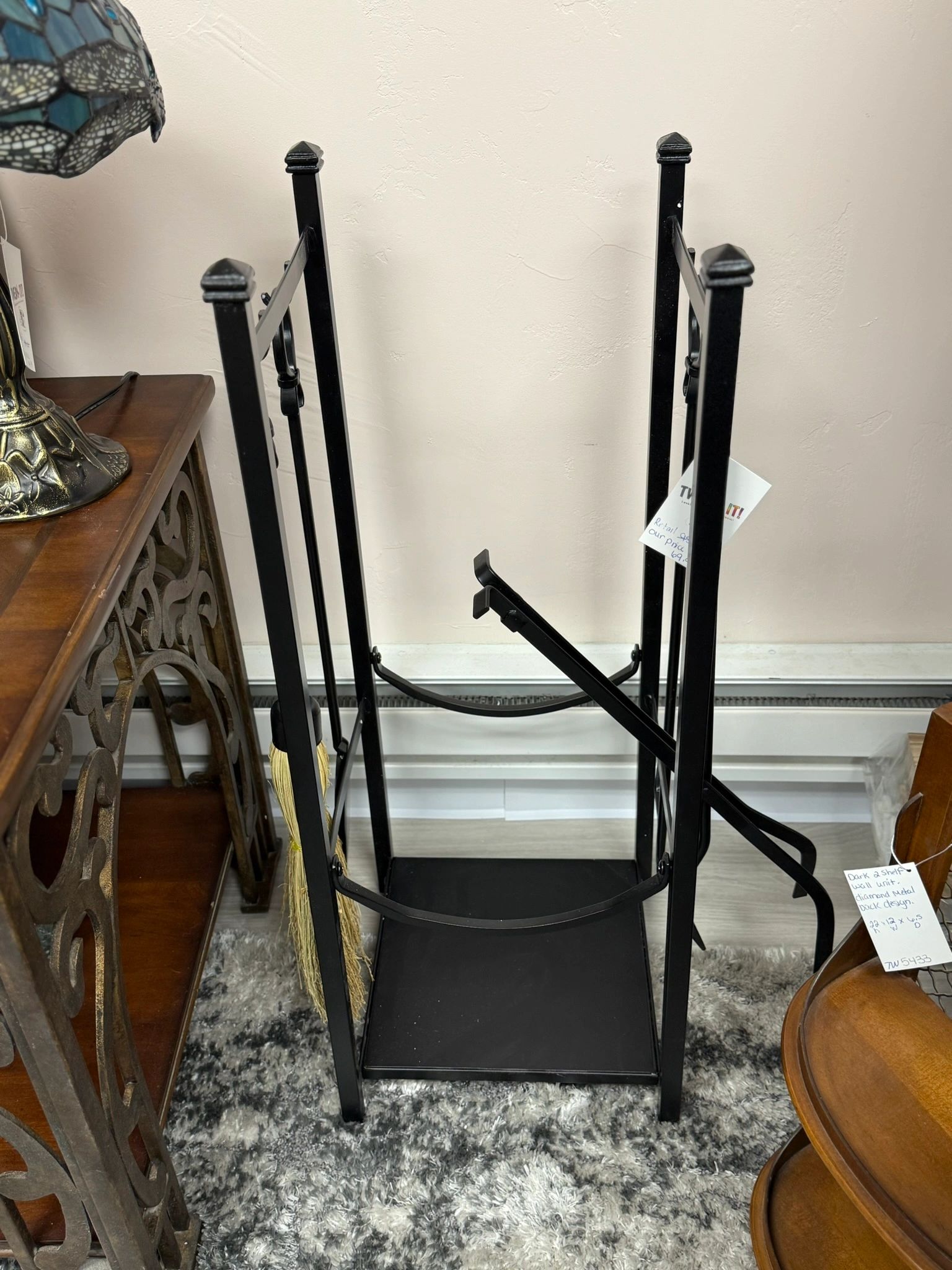 IMG_3526.jpeg Wood Rack With Fireplace Tools - BLACK METAL - Image 1