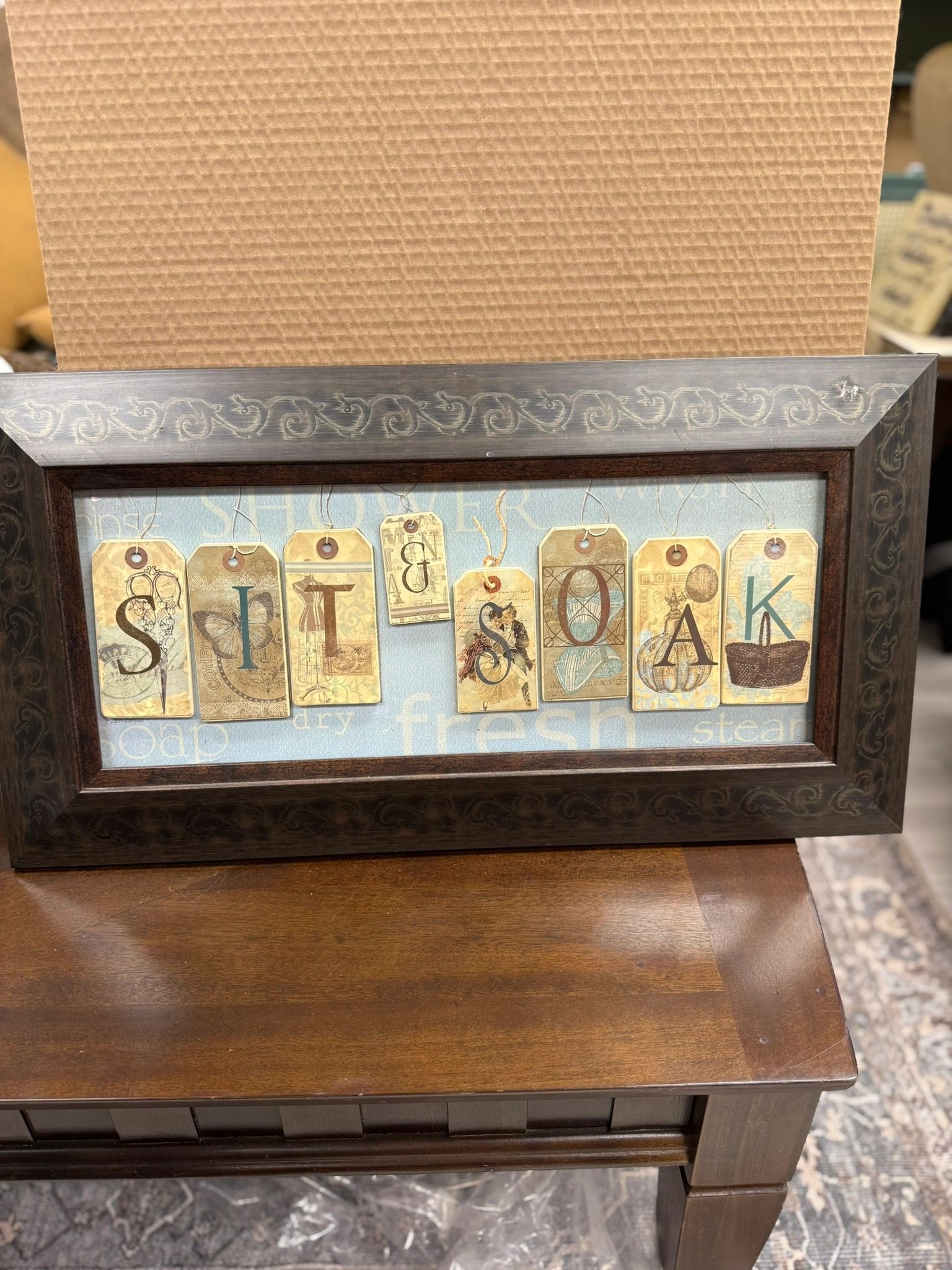 IMG_3553.jpeg "SIT & SOAK" LUGGAGE TAG BATHROOM SIGN - SOLD - Image 1