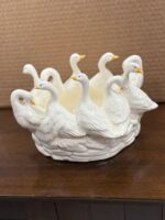 VINTAGE CERAMIC CIRCLE OF GEESE PLANTER - OVAL SHAPE - 9.5 X 9.5