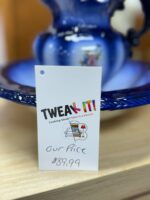 IRONSTONE COBALT BLUE VINTAGE WASH BASIN BLUE/WHITE WITH FLOWER PRINT - 6.5" H X 9"W - Image 3