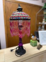 HOBBY LOBBY BEADS CRAFTED ACCENT TABLE LAMP. BEADED FRINGE