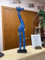 25" H HAND-PAINTED GIRAFFE FROM AFRICA - BLUE