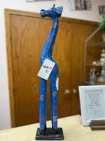 25" H HAND-PAINTED GIRAFFE FROM AFRICA - BLUE - Image 2