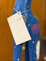 25" H HAND-PAINTED GIRAFFE FROM AFRICA - BLUE - Image 4