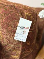 VINTAGE PAISLEY BURGANDY/GOLD LEAF PATTERN SWIVEL/GLIDER EXTREMELY COMFORTABLE CHAIR SET OF 2 - Image 6