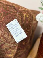 VINTAGE PAISLEY BURGANDY/GOLD LEAF PATTERN SWIVEL/GLIDER EXTREMELY COMFORTABLE CHAIR SET OF 2 - Image 7