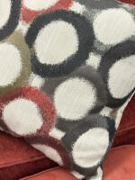 17" SQUARED THROW PILLOW TAN, BROWN & RED CIRCLES - Image 2