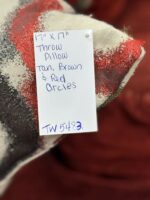 17" SQUARED THROW PILLOW TAN, BROWN & RED CIRCLES - Image 4