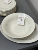 9" SERVING BOWL WHITE WITH GOLD TRIM